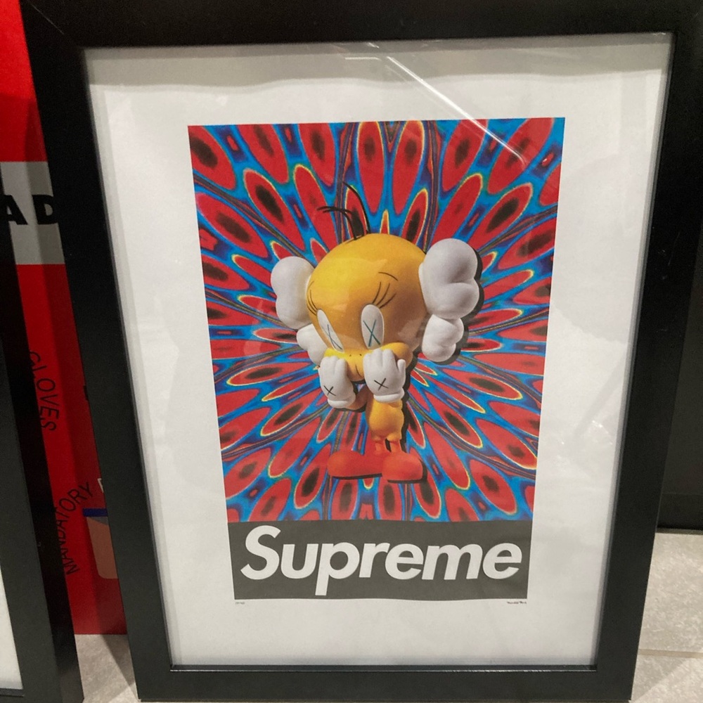 Supreme x KAWS Tweety Bird Fairchild Paris 14x18 Framed Print (297/300) Rare